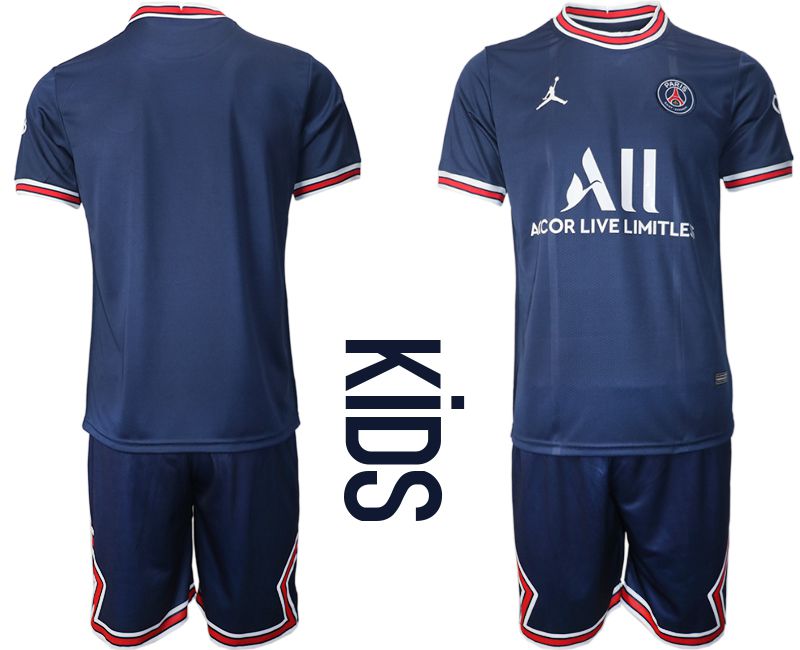 Youth 2021-2022 Club Paris St German home blue blank Soccer Jersey->paris st german jersey->Soccer Club Jersey